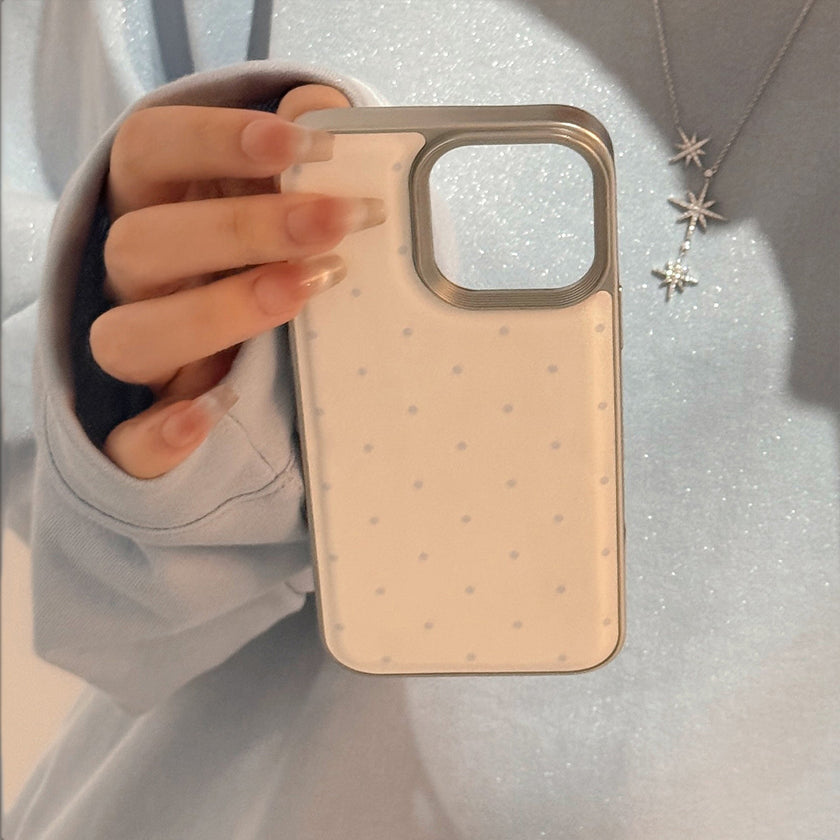 Korean simple polka dot Apple 16 mobile phone case 17promax leather 15 for iPhone13 personality 14 couples