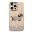 Milk blue cute embroidered puppy apple 16 mobile phone case 17promax cortical three-dimensional application iPhone15 soft 14
