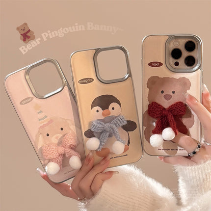 Fun plush animal Apple 16 mobile phone case 17promax cortex three-dimensional 15 suitable for iPhone13 hair generation