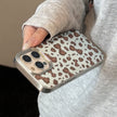 Vintage leopard print bow iPhone 17 case 16promax leather 15 for iPhone13 silver edge 11 hard