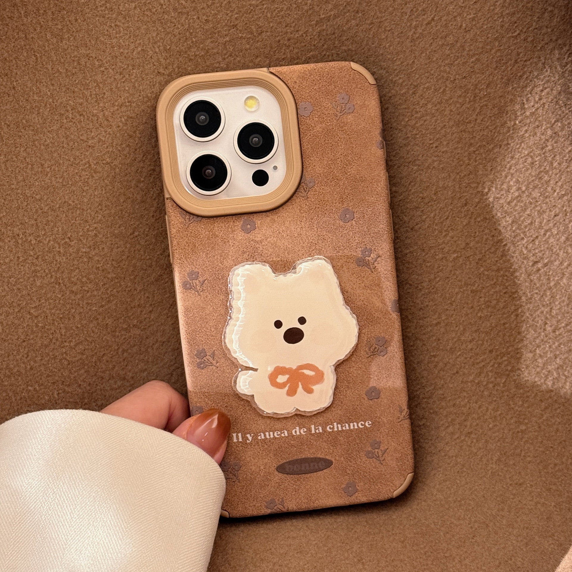 Cortical three-dimensional puppy patch for iphone16 iPhone case 17promax retro 15 pom-pom 13