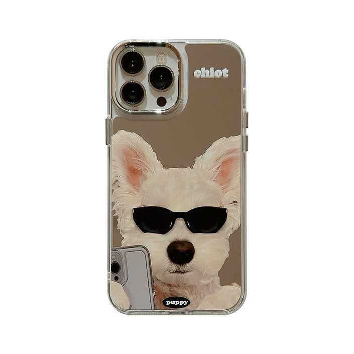 Applicable to Apple 15Pro mobile phone case max sunglasses dog iphone16 all-inclusive 13 trendy cool personality 14 mirror 17
