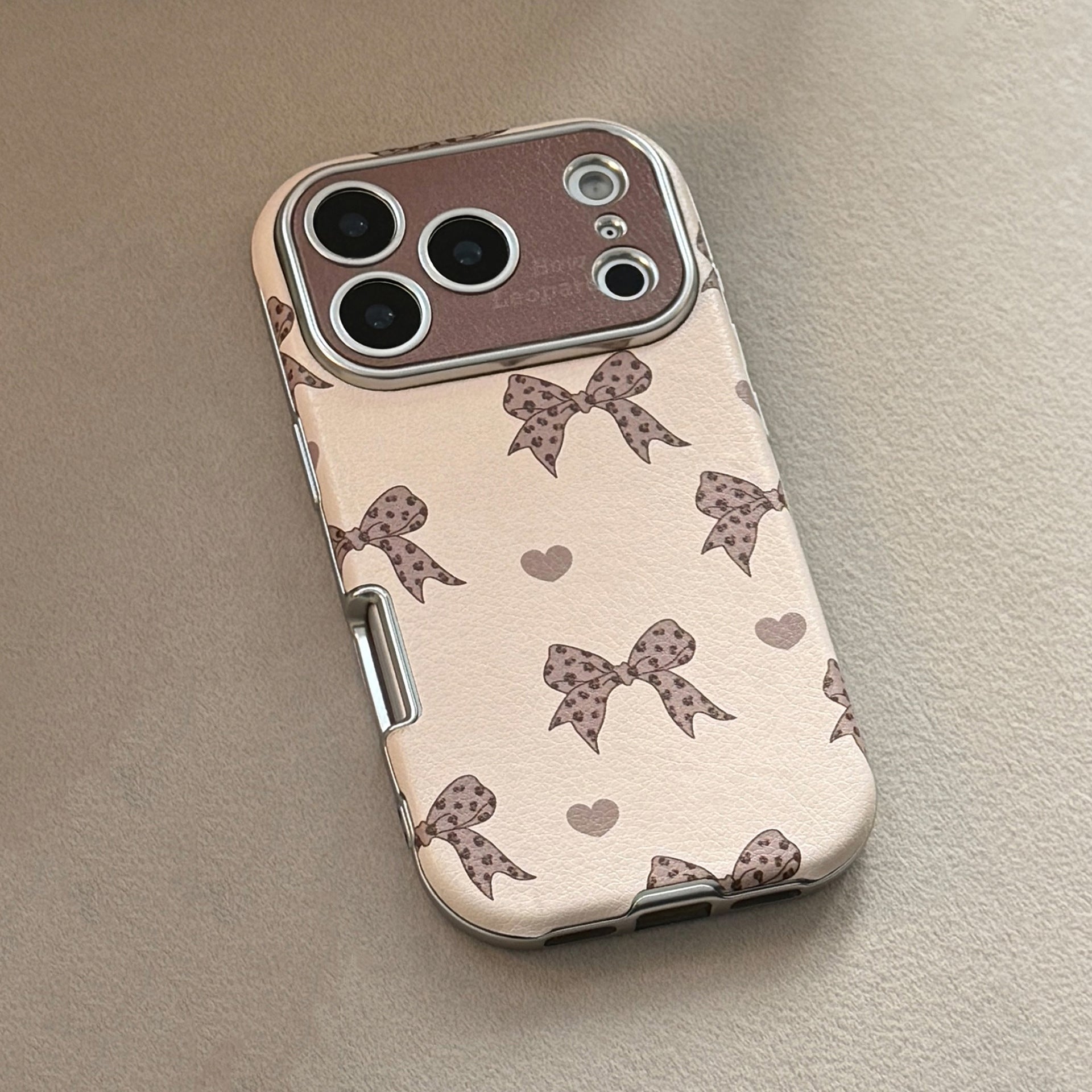 Leopard print bow iphone17 apple 16promax mobile phone case 15 for 13 sweet and cool retro 14 leather case