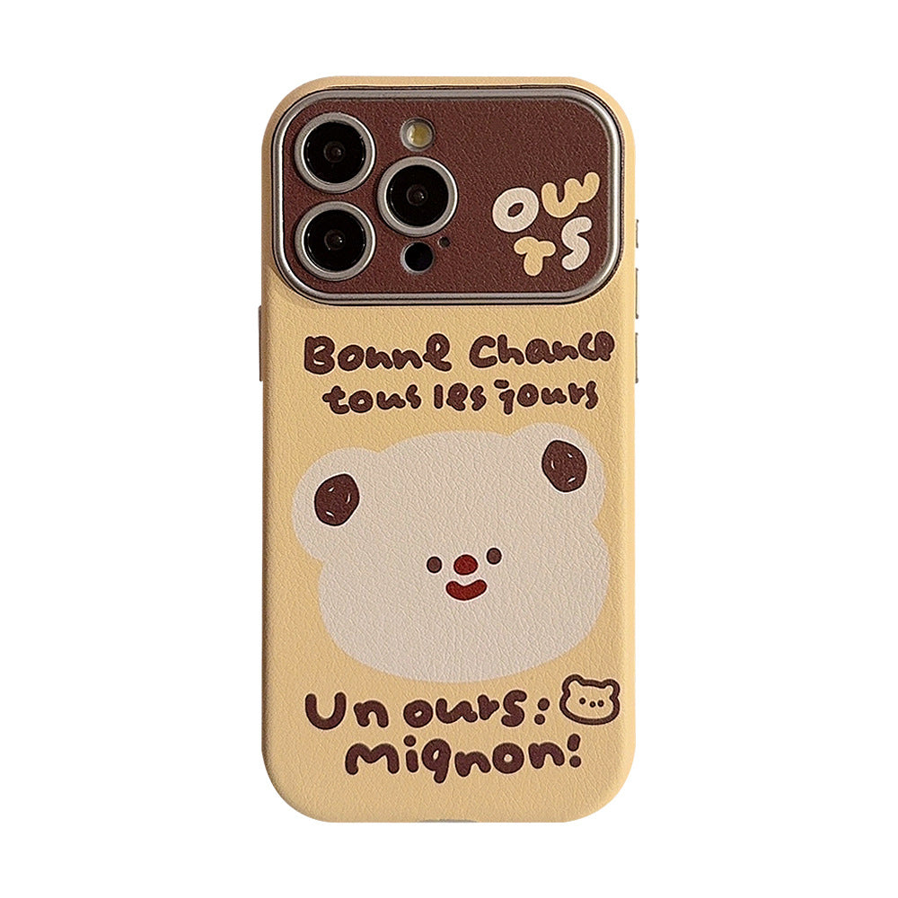 Leather cartoon animal suitable for 16 apple 15promax mobile phone case iphone14 couple 17 all-inclusive 13 Korean