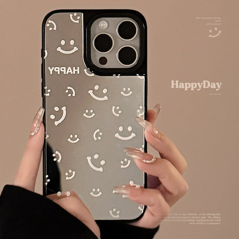 Applicable to Apple 16Pro mobile phone case max mirror smile full screen iphone15 minimalist 13 anti-drop 17 niche hard