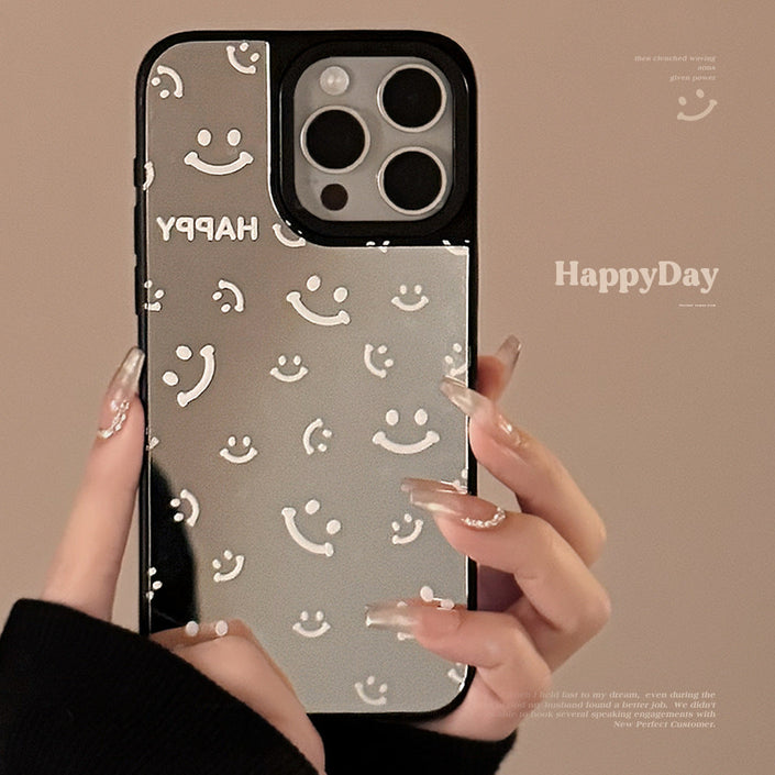 Applicable to Apple 16Pro mobile phone case max mirror smile full screen iphone15 minimalist 13 anti-drop 17 niche hard