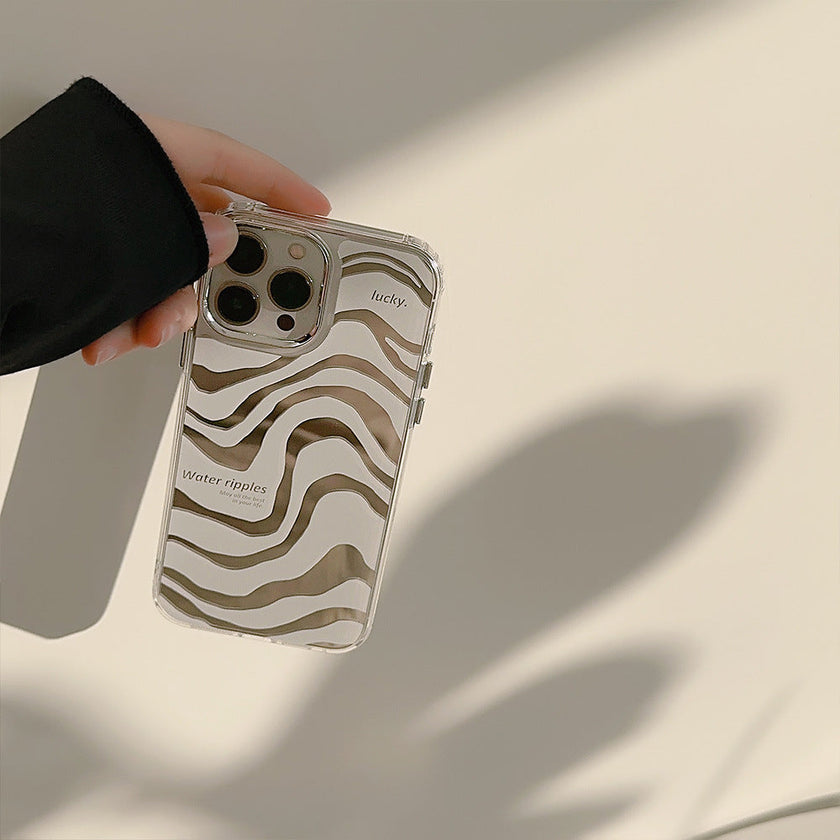 Abstract mirror iphone16 iPhone case 17promax simple 13 premium 11 makeup mirror 12 zebra pattern