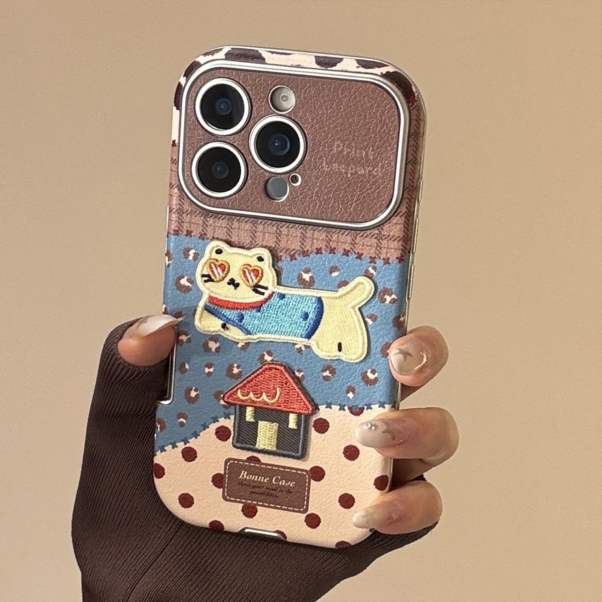 Leopard print cat is suitable for iphone17promax Apple 16 mobile phone case 15 anti-drop 17 leather retro cartoon 12