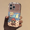 Leopard print cat is suitable for iphone17promax Apple 16 mobile phone case 15 anti-drop 17 leather retro cartoon 12