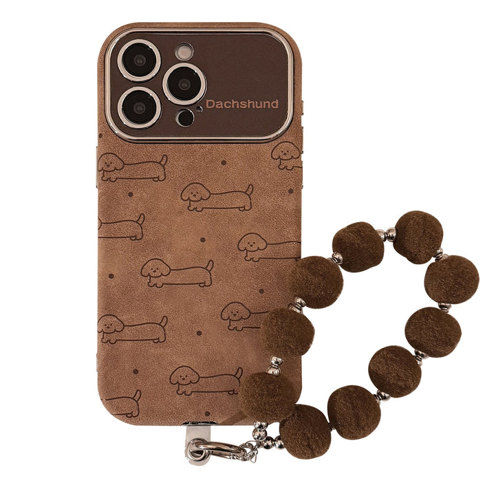 Fun lines puppy flannel for apple 15 mobile phone case iphone16promax lanyard 14 all-inclusive 17 soft