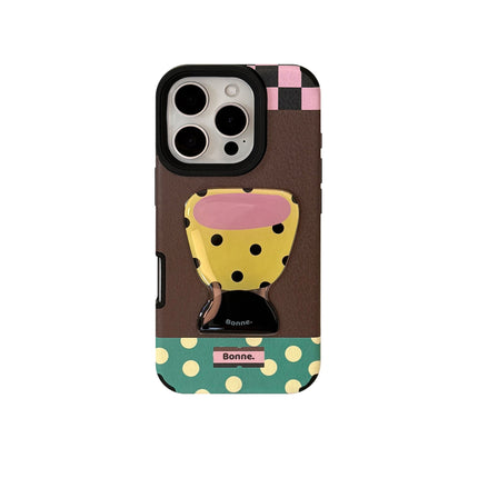 Leather pattern three-dimensional application iphone16 mobile phone case Apple 17promax teacup desk lamp 14 advanced sense 13 anti-drop