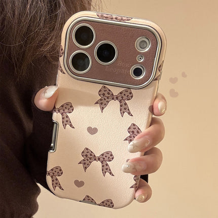 Leopard print bow iphone17 apple 16promax mobile phone case 15 for 13 sweet and cool retro 14 leather case