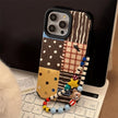 Retro ins polka dot splicing for iphone16 apple 17 mobile phone case 15pro max leather 14 lanyard 13