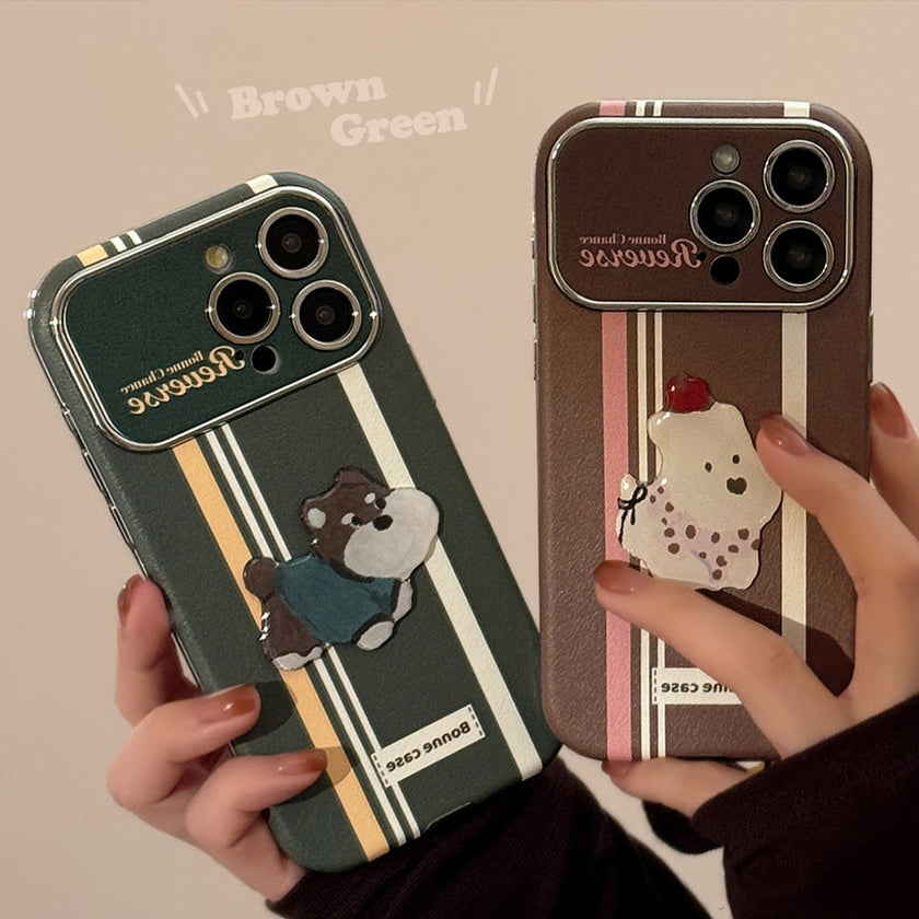 American stripes are suitable for Apple 15promax mobile phone case iphone16 cartoon bracket 17 all-inclusive 13 generation 14.