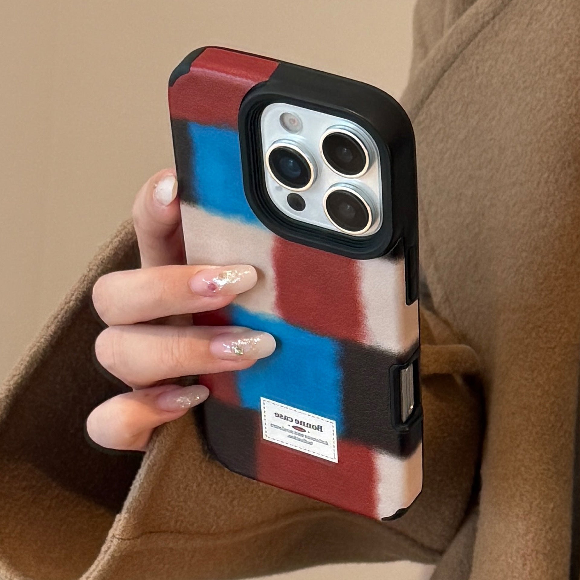 Personalized retro plaid splicing for iphone16promax iPhone 17 case 15 premium 14 leather 13