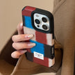 Personalized retro plaid splicing for iphone16promax iPhone 17 case 15 premium 14 leather 13