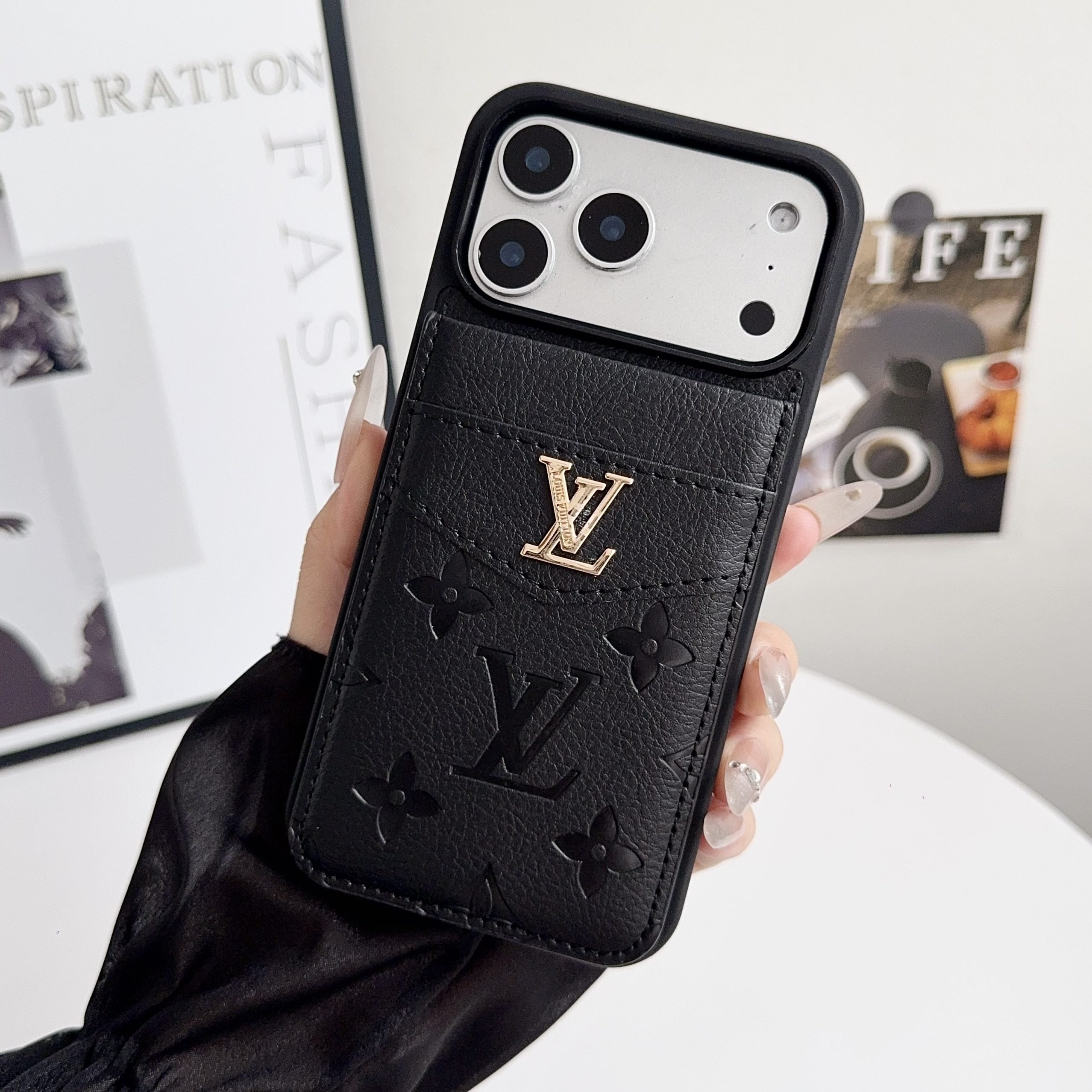 Louis V Card Holder Case For iPhone 17/ 16/ 15/ 14