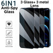 6in1 3Pcs Privacy Anti-blue Ray Screen Protector  +3 Metal Camera Lens For iPhone 17 16 15 14 13
