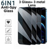 6in1 3Pcs Privacy Anti-blue Ray Screen Protector  +3 Metal Camera Lens For iPhone 17 16 15 14 13