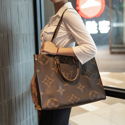 Luxe Monogram Leather Tote BagHandbag